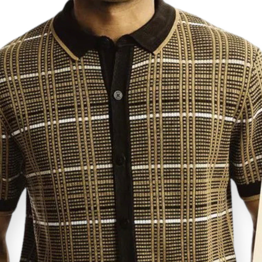 STACY ADAMS: Knit Button Up Shirt 51002